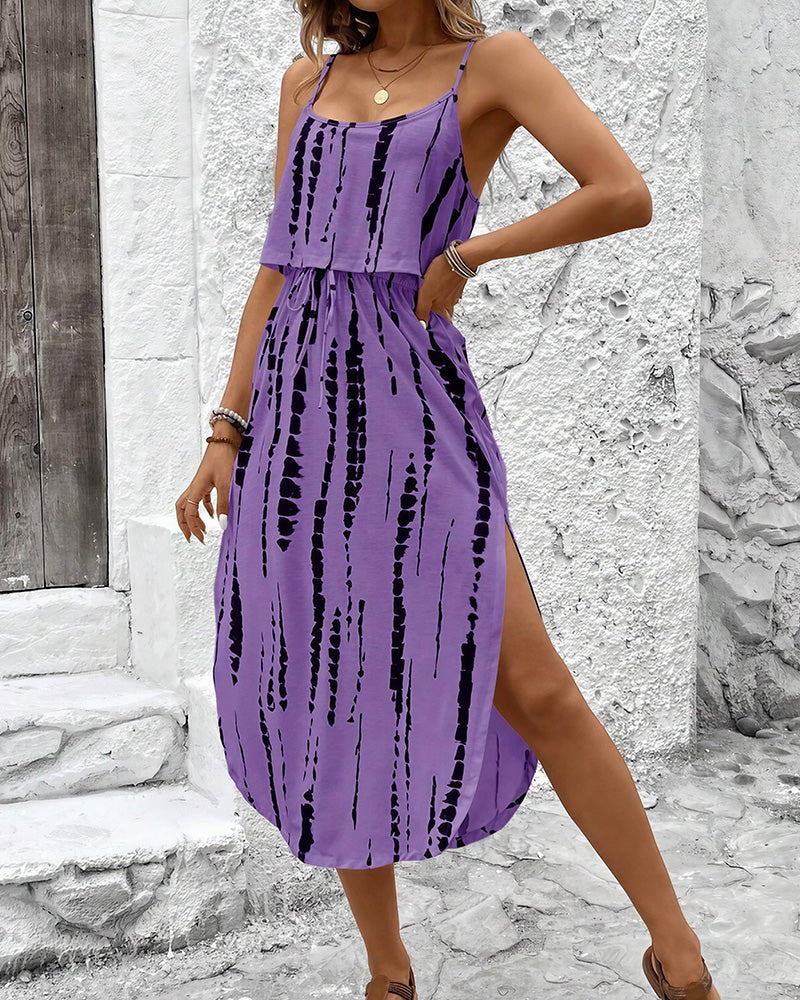 Vyla™ Tie-Dye Midi Slip Dress With Side Slit