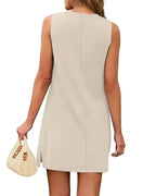Vyla™ Sleeveless Crew Neck Side Slit Mini Dress