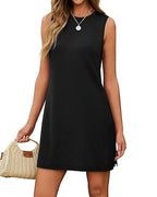 Vyla™ Sleeveless Crew Neck Side Slit Mini Dress
