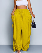 Vyla™ High Waisted Drawstring Wide Leg Linen Blend Casual Pants
