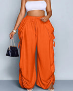 Vyla™ High Waisted Drawstring Wide Leg Linen Blend Casual Pants