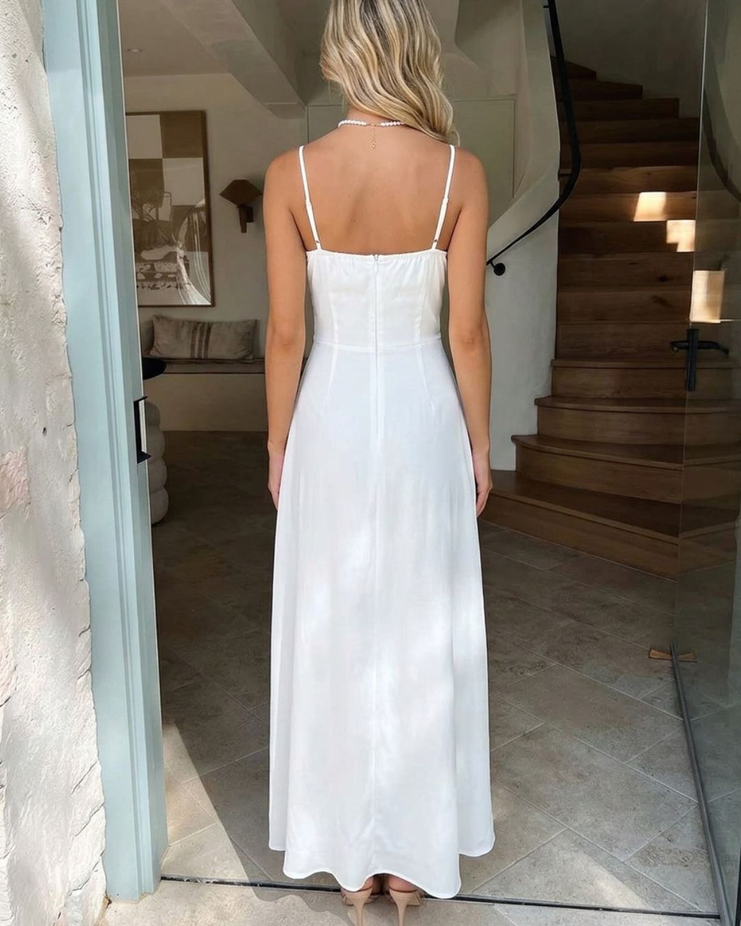 Vyla™ Romantic Ruched Tie-Strap Dress
