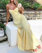 Vyla™ Romantic Ruched Tie-Strap Dress