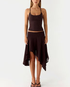 Vyla™ High-Waisted Asymmetrical A-Line Midi Skirt
