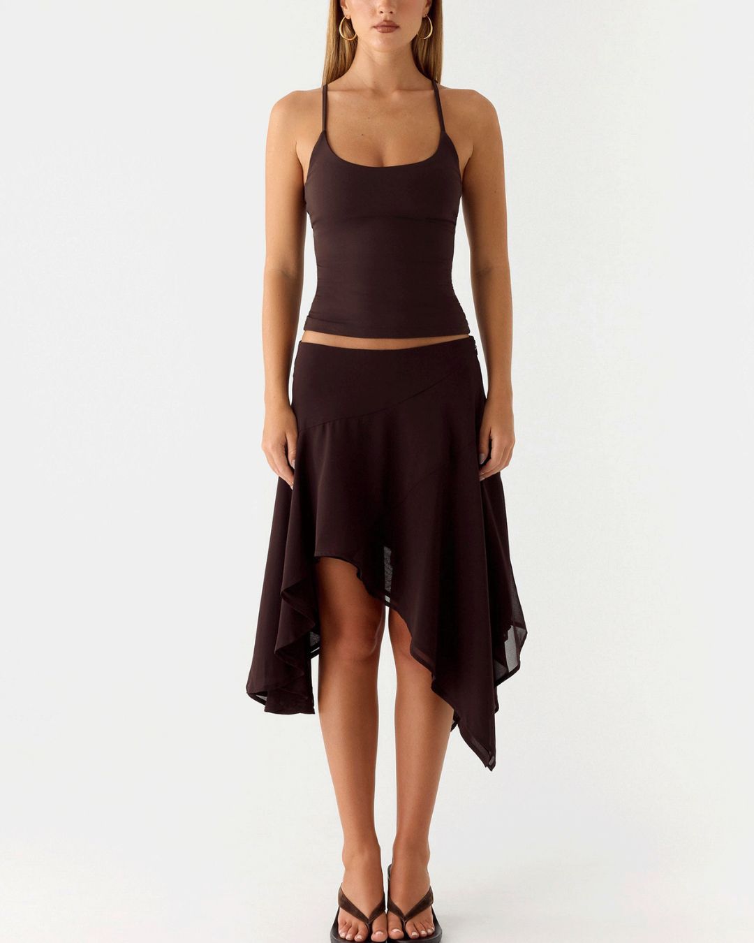 Vyla™ High-Waisted Asymmetrical A-Line Midi Skirt