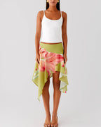 Vyla™ High-Waisted Asymmetrical A-Line Midi Skirt