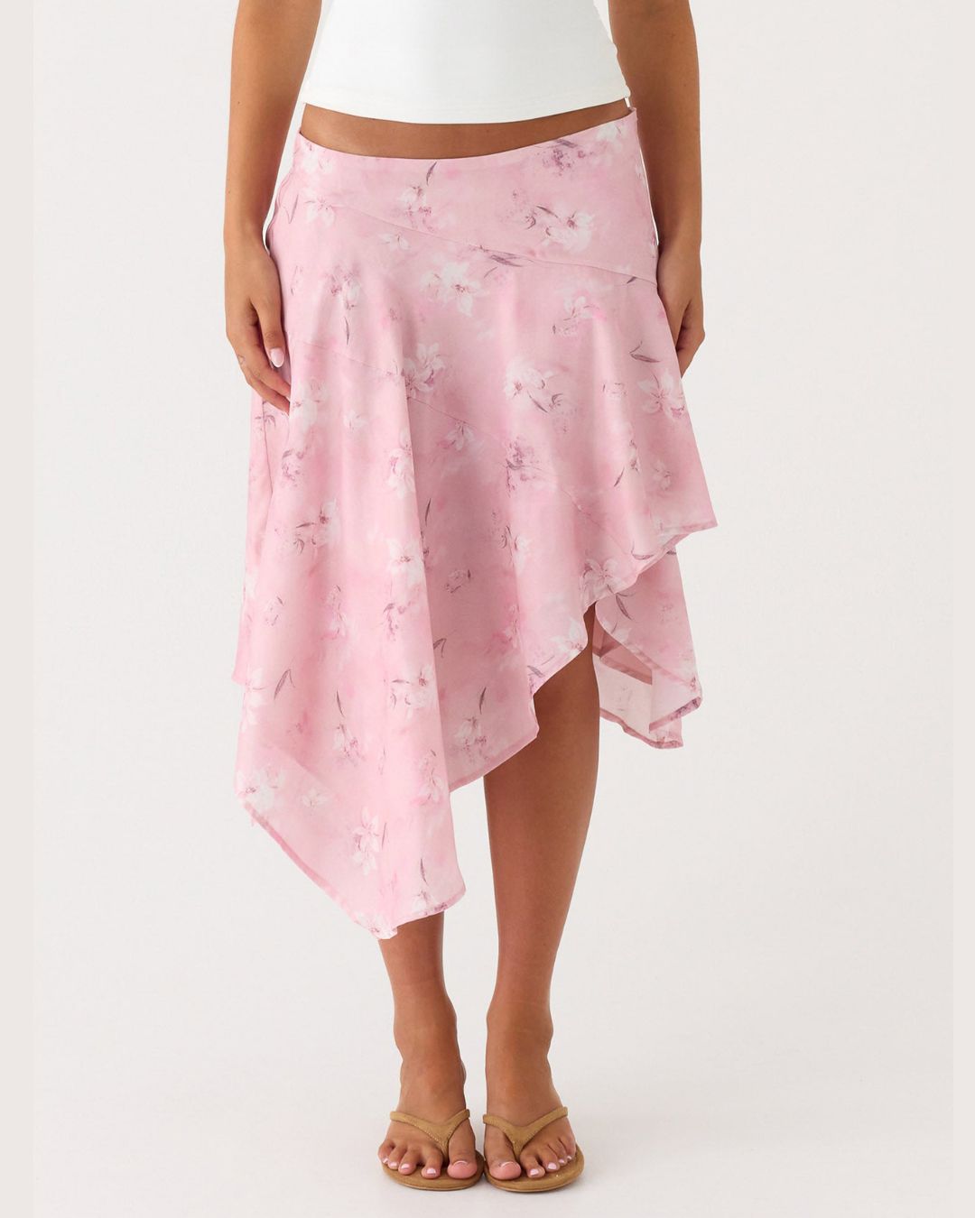 Vyla™ High-Waisted Asymmetrical A-Line Midi Skirt