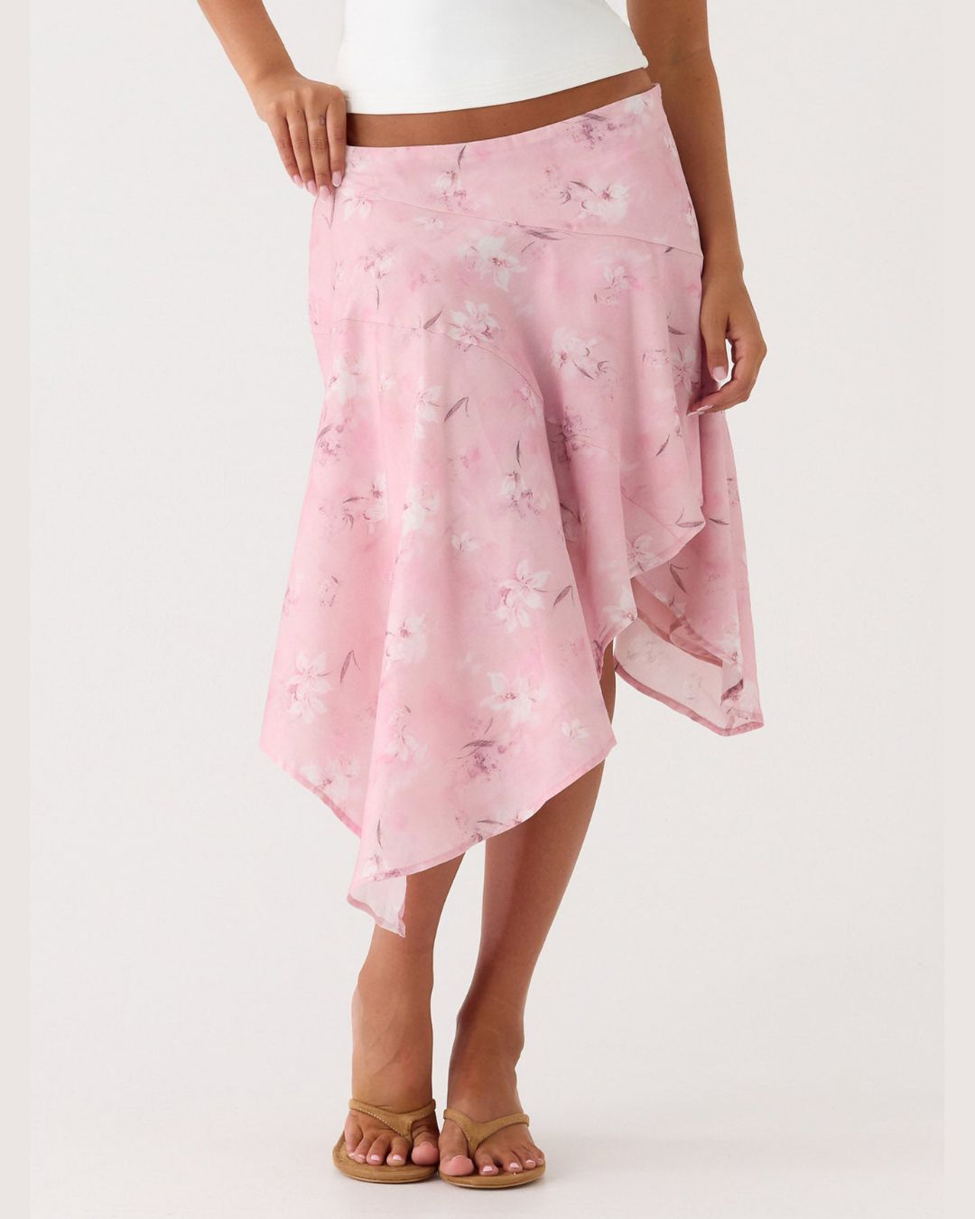 Vyla™ High-Waisted Asymmetrical A-Line Midi Skirt