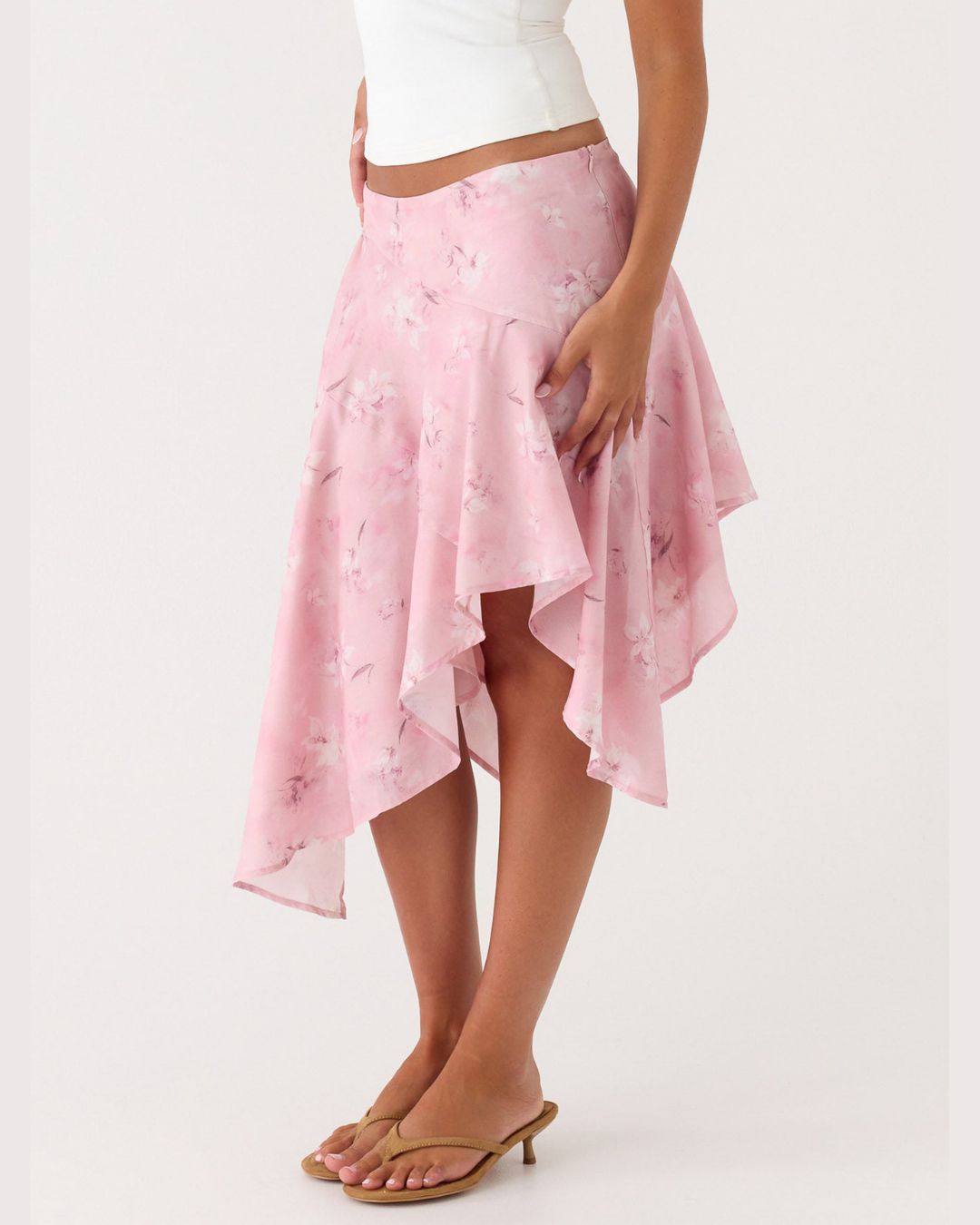 Vyla™ High-Waisted Asymmetrical A-Line Midi Skirt