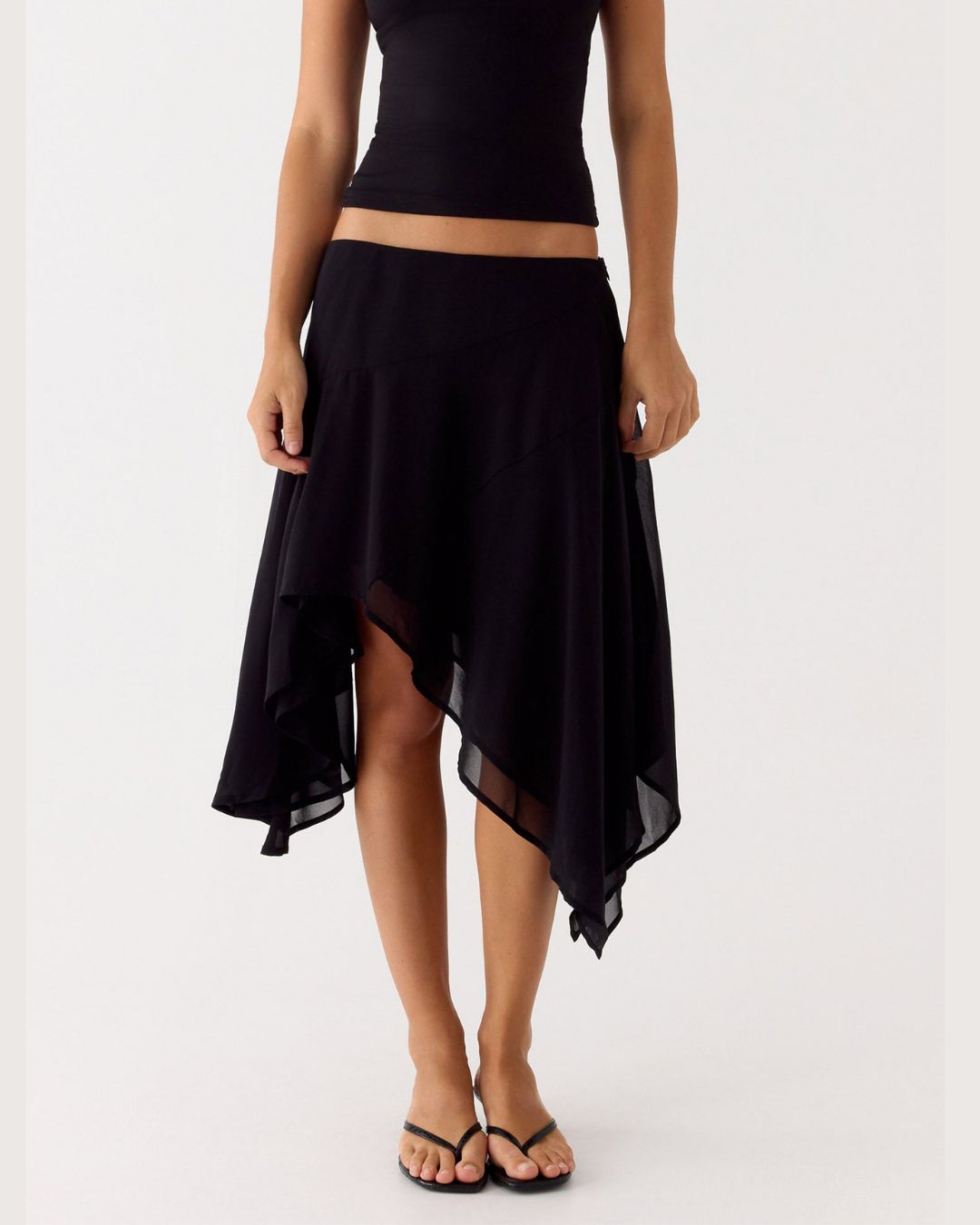 Vyla™ High-Waisted Asymmetrical A-Line Midi Skirt