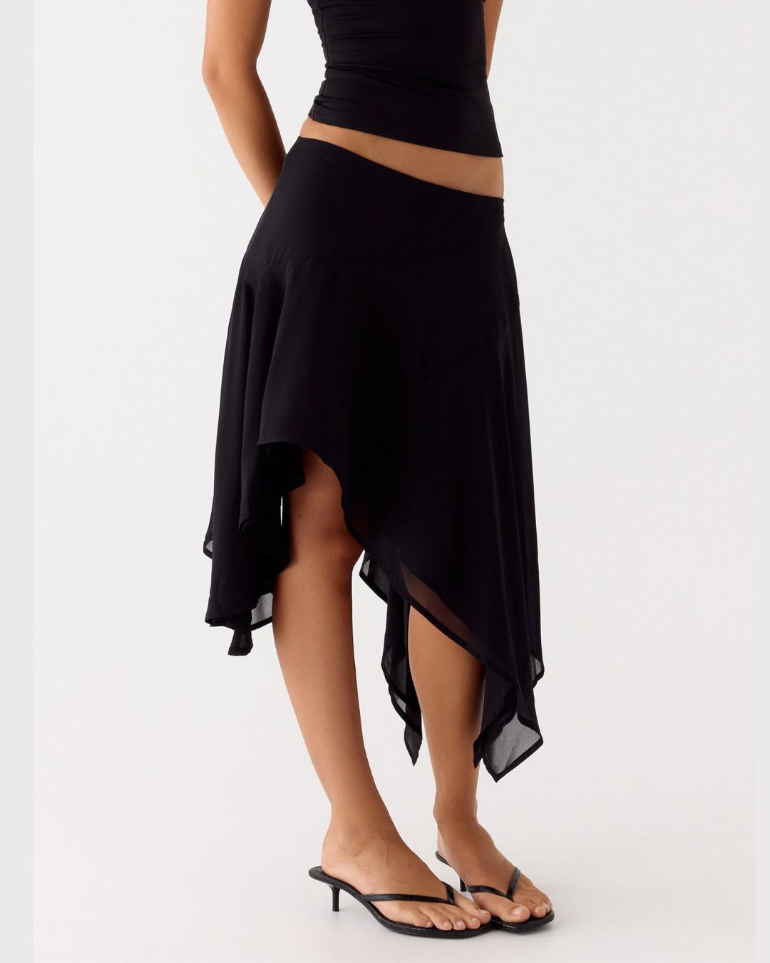 Vyla™ High-Waisted Asymmetrical A-Line Midi Skirt