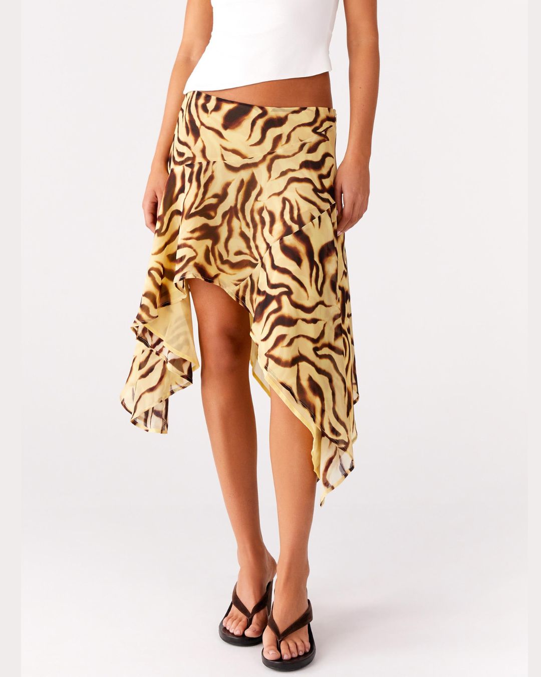 Vyla™ High-Waisted Asymmetrical A-Line Midi Skirt