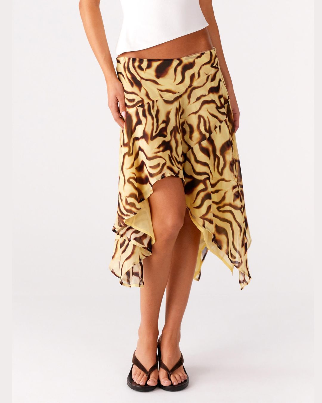 Vyla™ High-Waisted Asymmetrical A-Line Midi Skirt