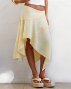 Vyla™ High-Waisted Asymmetrical A-Line Midi Skirt