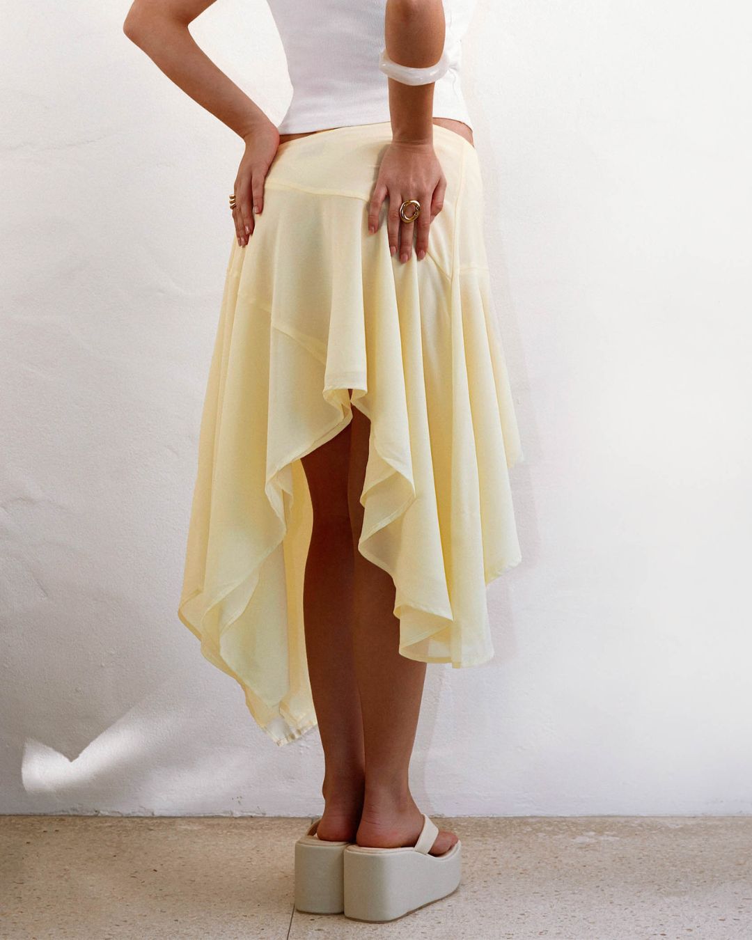 Vyla™ High-Waisted Asymmetrical A-Line Midi Skirt