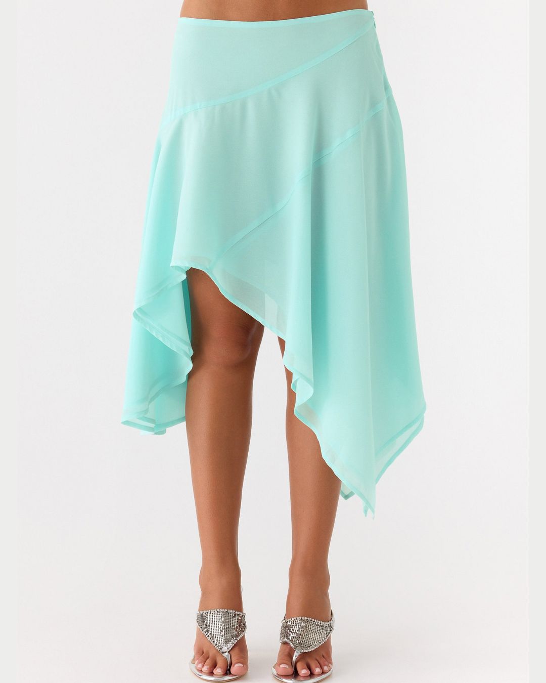 Vyla™ High-Waisted Asymmetrical A-Line Midi Skirt