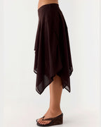 Vyla™ High-Waisted Asymmetrical A-Line Midi Skirt