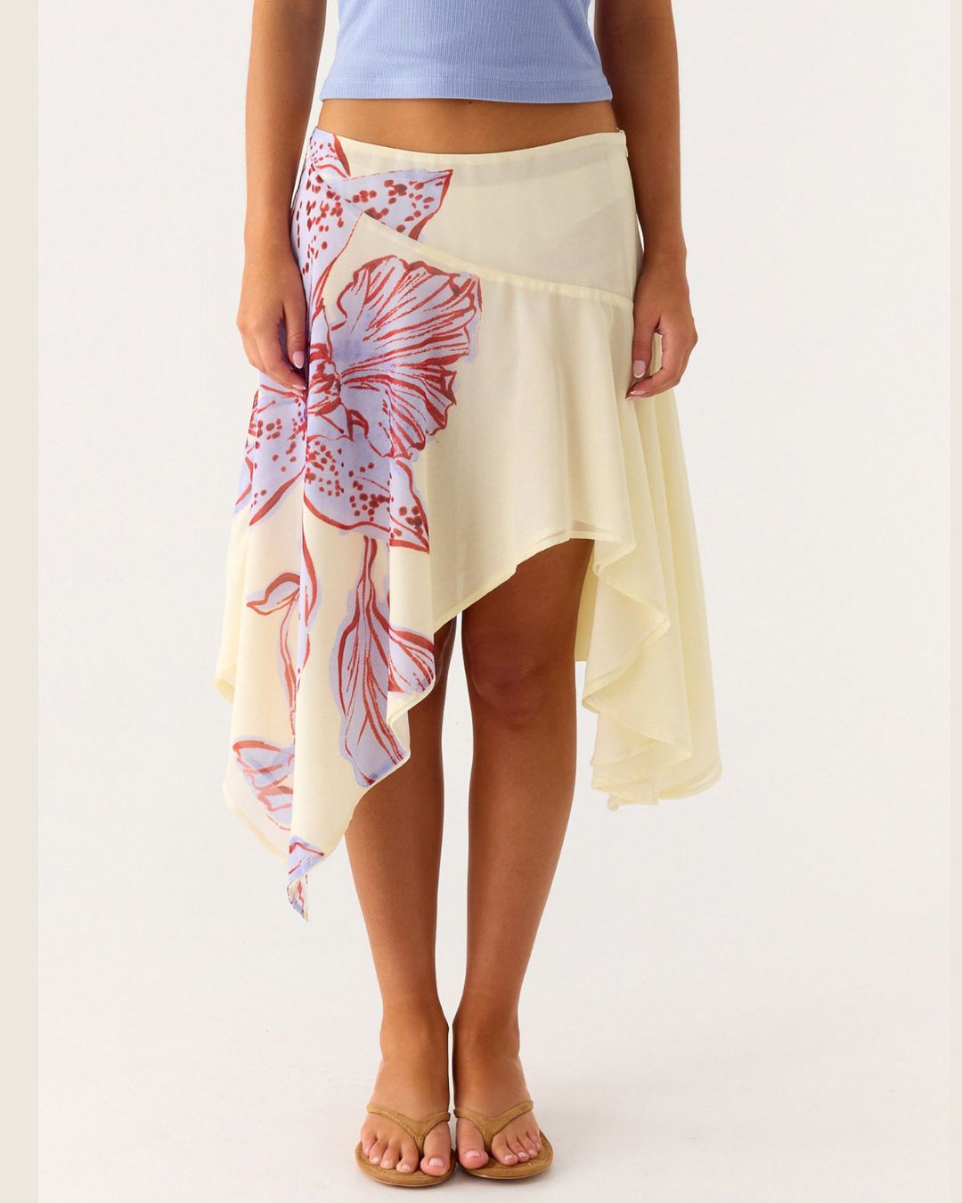 Vyla™ High-Waisted Asymmetrical A-Line Midi Skirt
