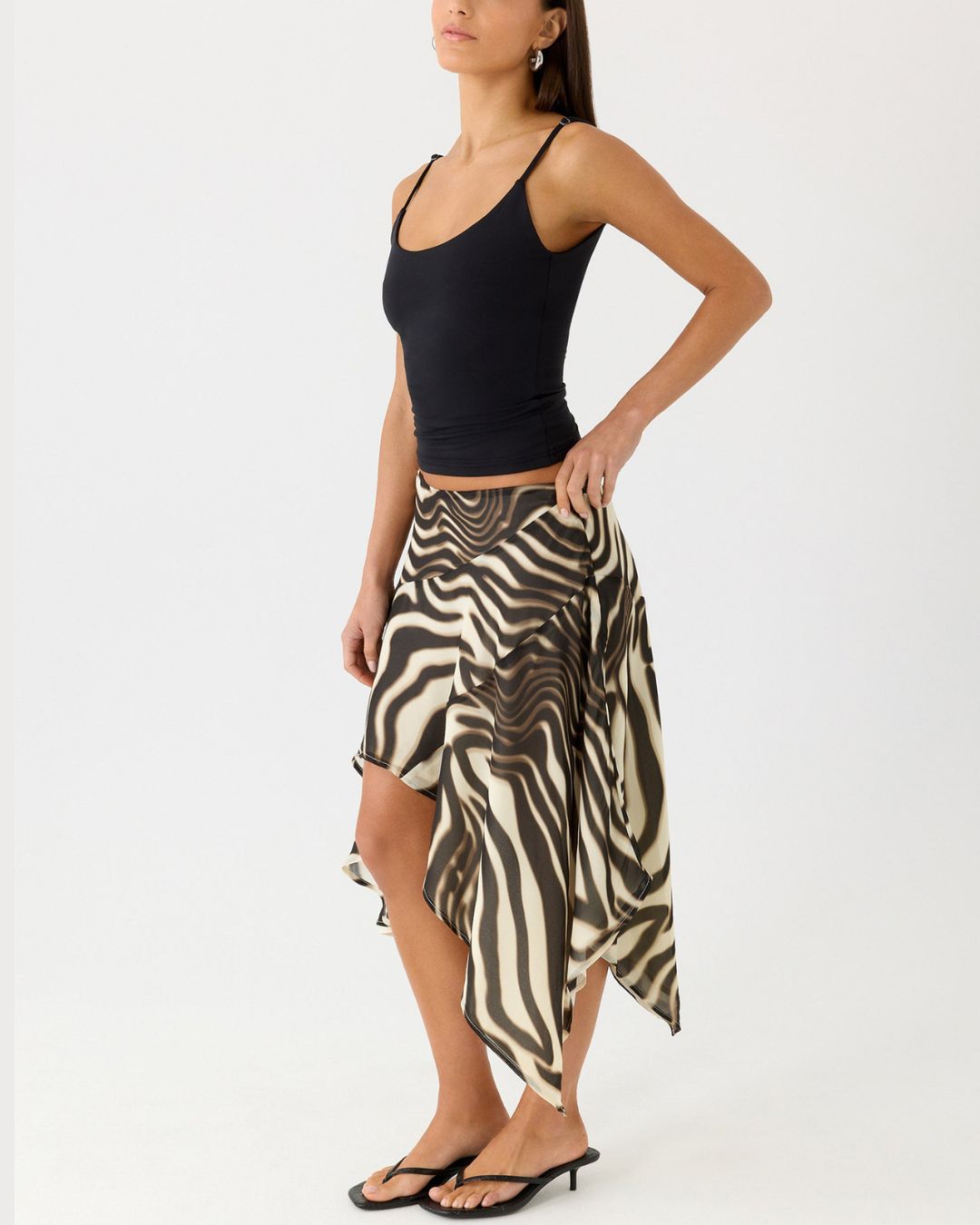 Vyla™ High-Waisted Asymmetrical A-Line Midi Skirt