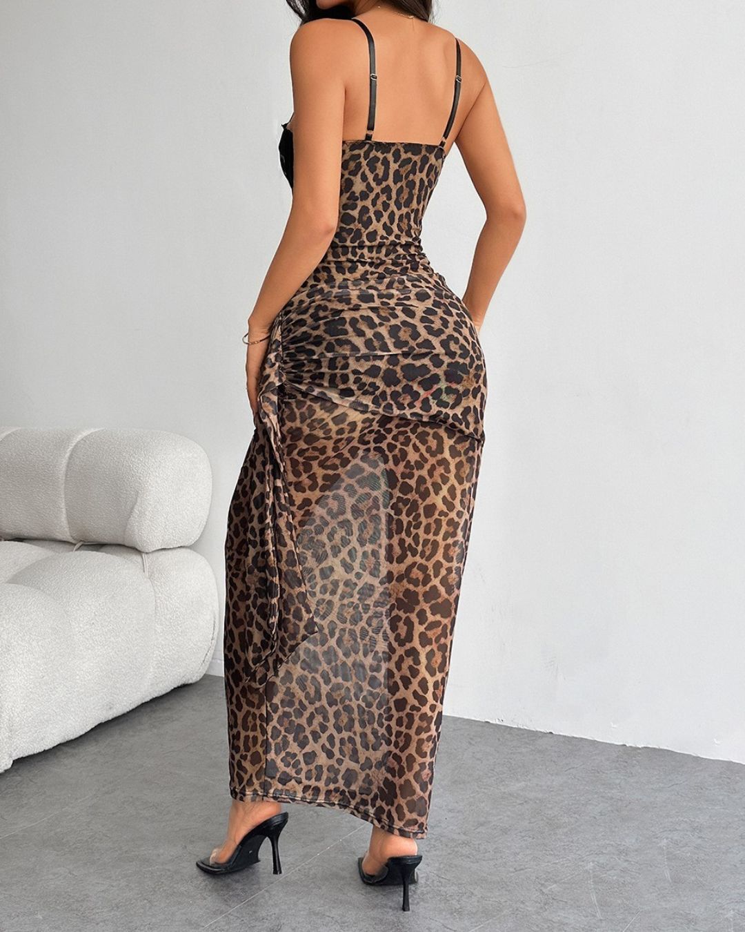 Vyla™ Leopard Print Bodycon Cami Maxi Dress