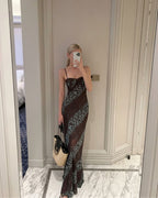 Vyla™ Contrast Lace Leopard Cami Maxi Dress