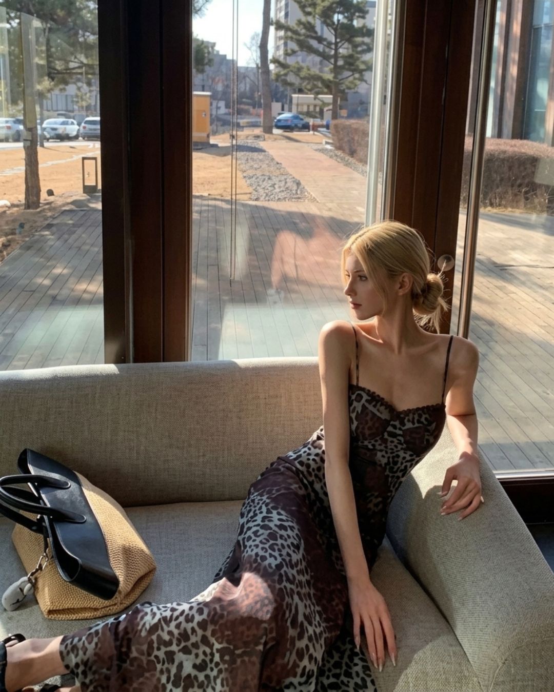 Vyla™ Contrast Lace Leopard Cami Maxi Dress