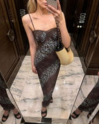 Vyla™ Contrast Lace Leopard Cami Maxi Dress