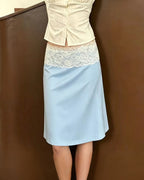 Vyla™ Vintage Lace Trim Layering Midi Skirt