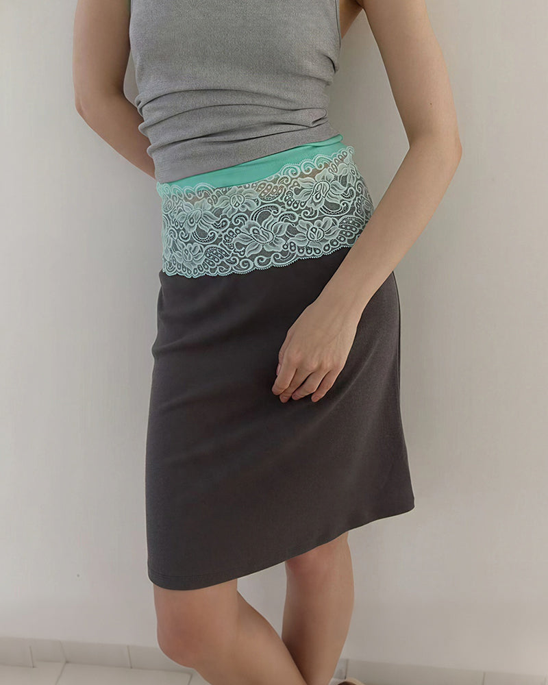 Vyla™ Vintage Lace Trim Layering Midi Skirt
