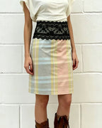 Vyla™ Vintage Lace Trim Layering Midi Skirt
