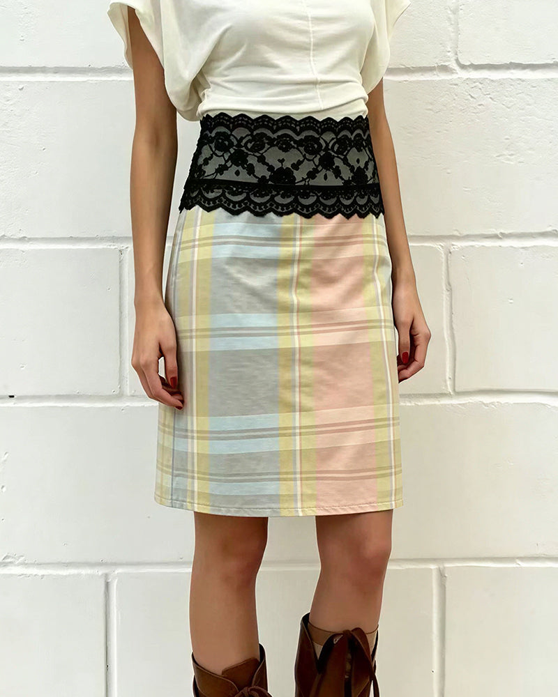 Vyla™ Vintage Lace Trim Layering Midi Skirt