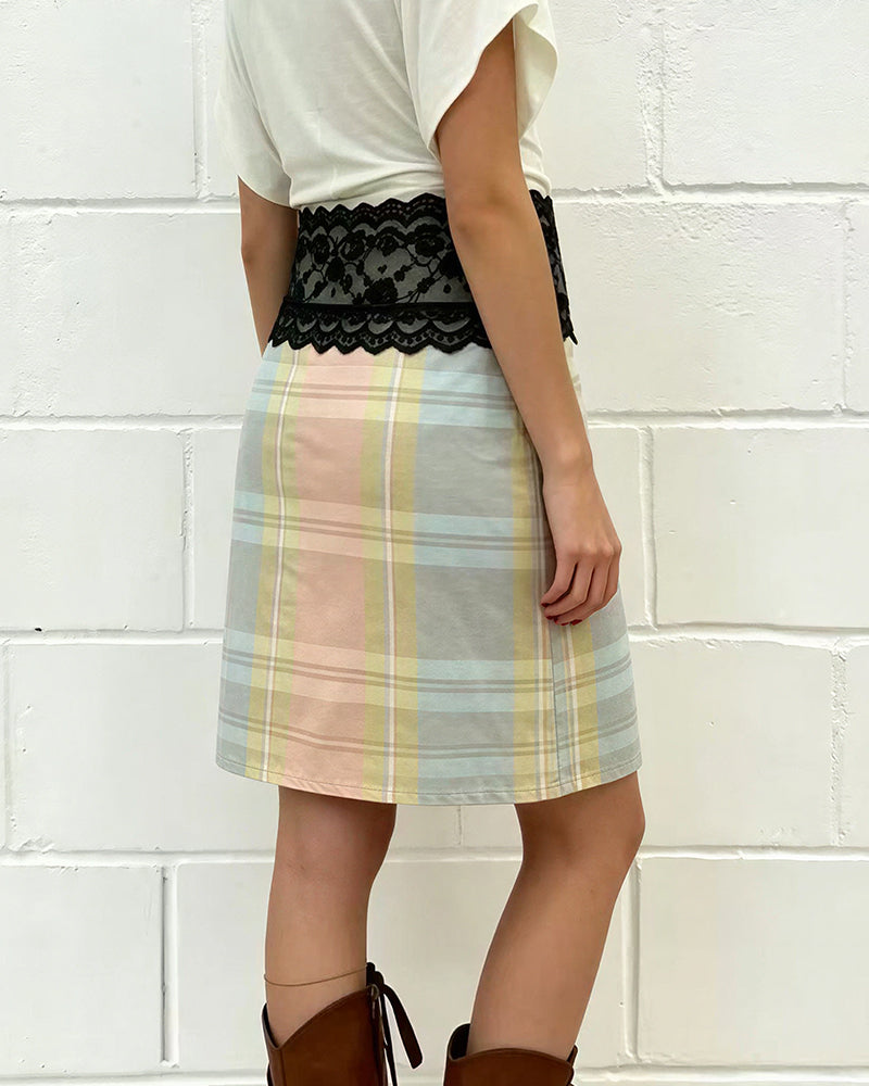 Vyla™ Vintage Lace Trim Layering Midi Skirt