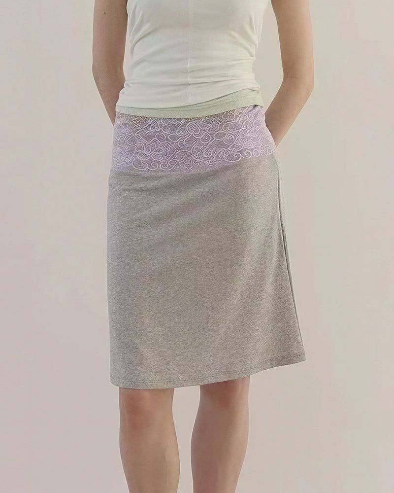 Vyla™ Vintage Lace Trim Layering Midi Skirt