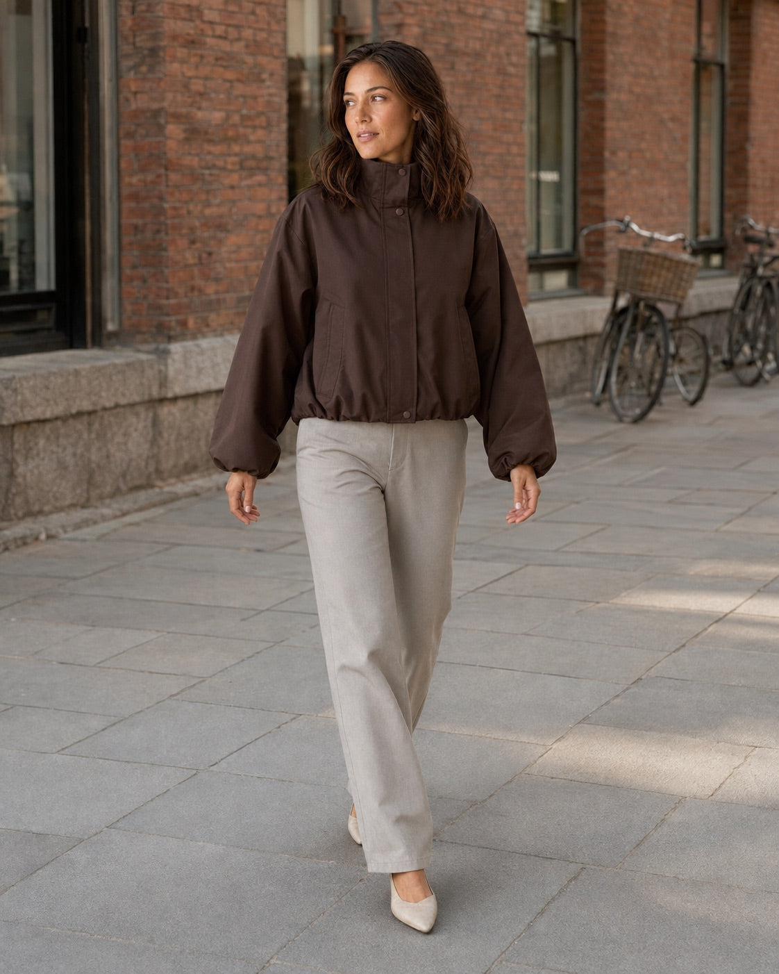 Vyla™ Cropped Stand Collar Windbreaker Jacket