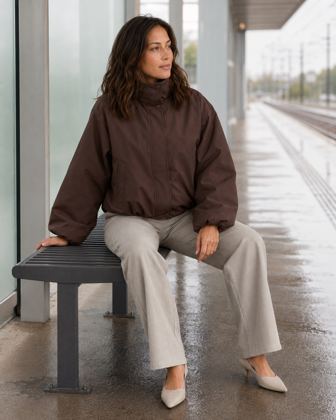 Vyla™ Cropped Stand Collar Windbreaker Jacket