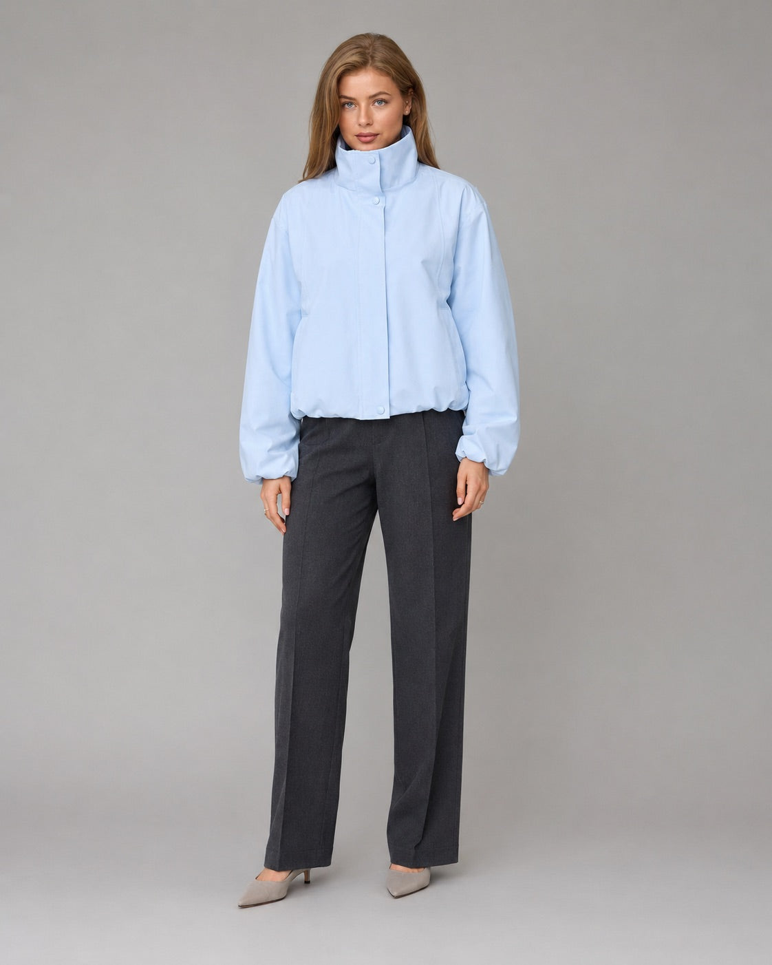 Vyla™ Cropped Stand Collar Windbreaker Jacket
