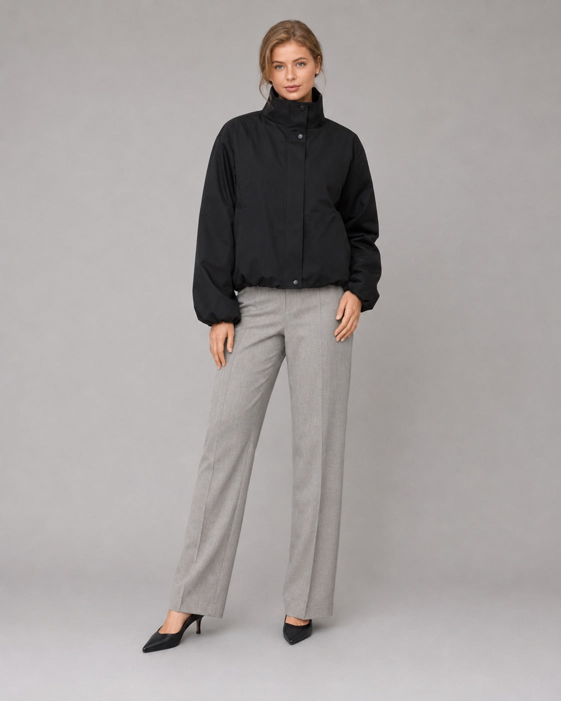 Vyla™ Cropped Stand Collar Windbreaker Jacket