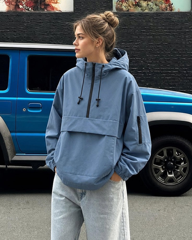 Vyla Half-Zip Hooded Rain Jacket