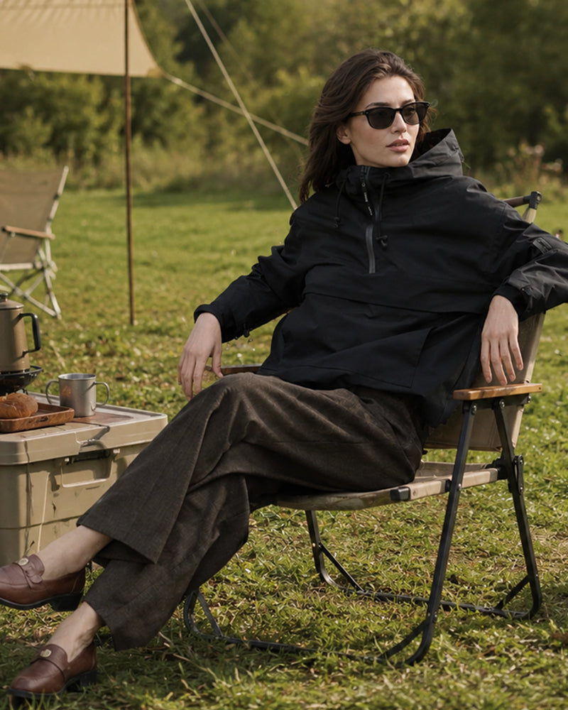 Vyla Half-Zip Hooded Rain Jacket