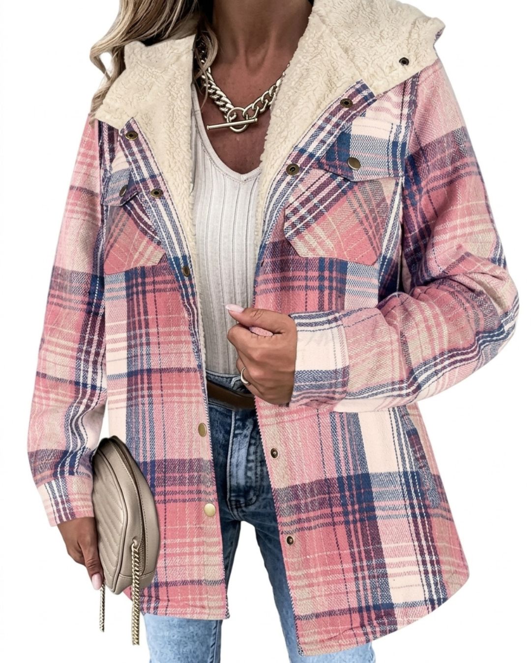 Vyla™ Fuzzy Hooded Pockets Jacket