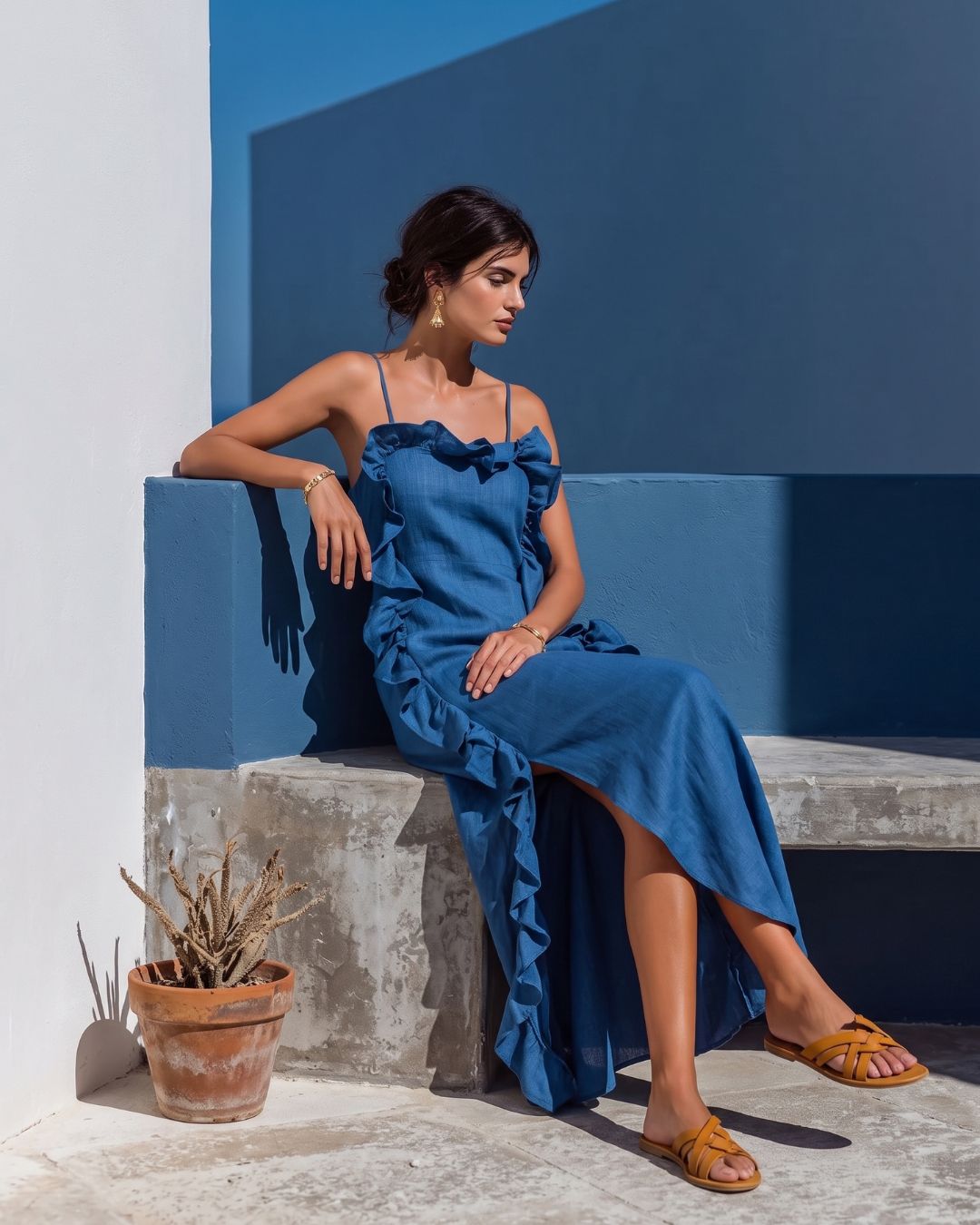 Vyla™ Ruffle Trim Cami Maxi Dress