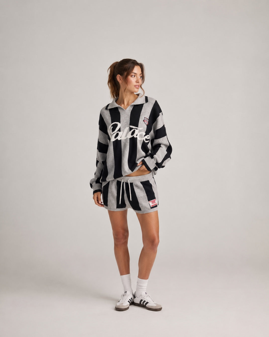 Vyla™ Striped Knit Polo Top & Shorts Set