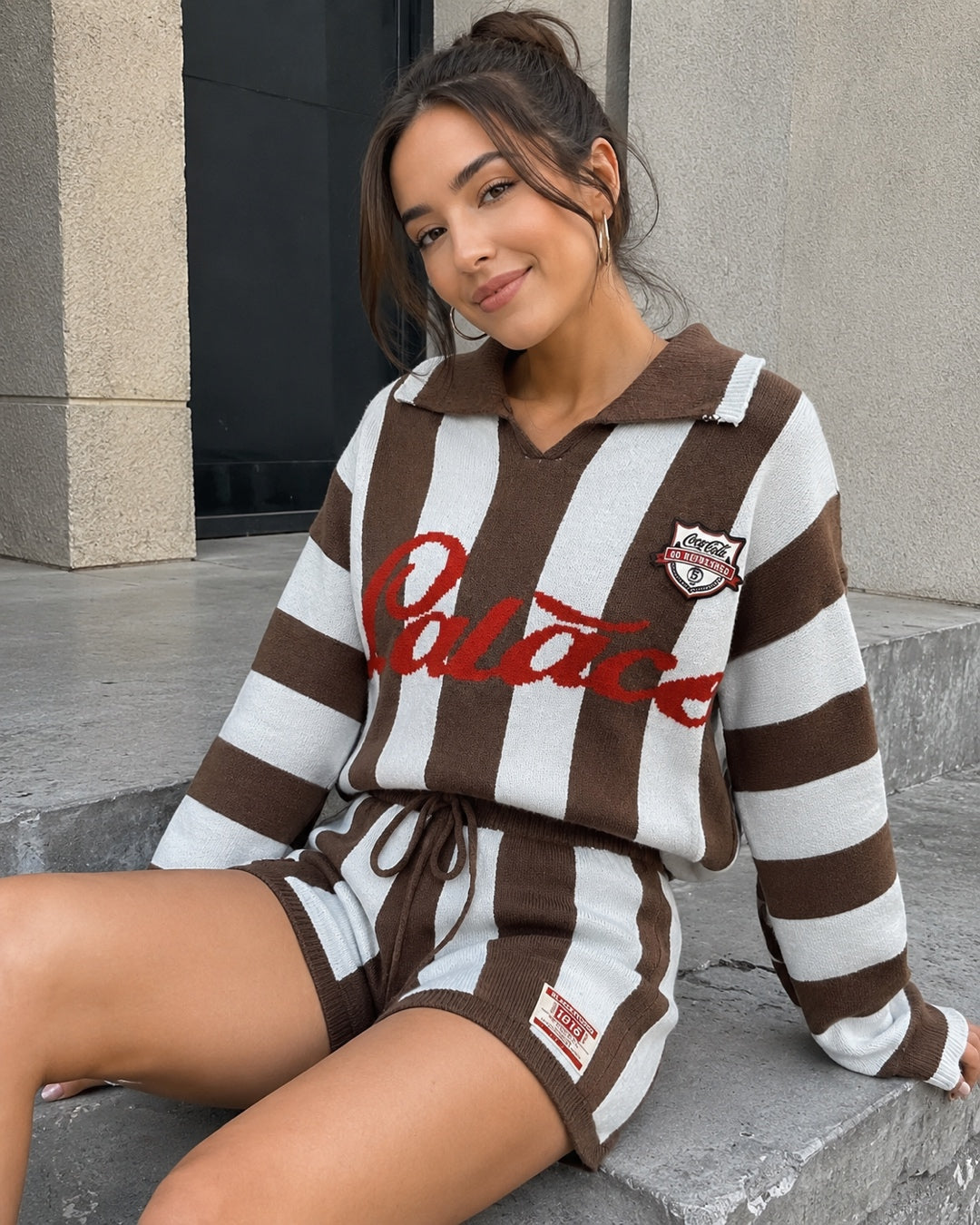 Vyla™ Striped Knit Polo Top & Shorts Set