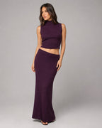 Vyla™ Turtleneck Sleeveless Knit Skirt Set