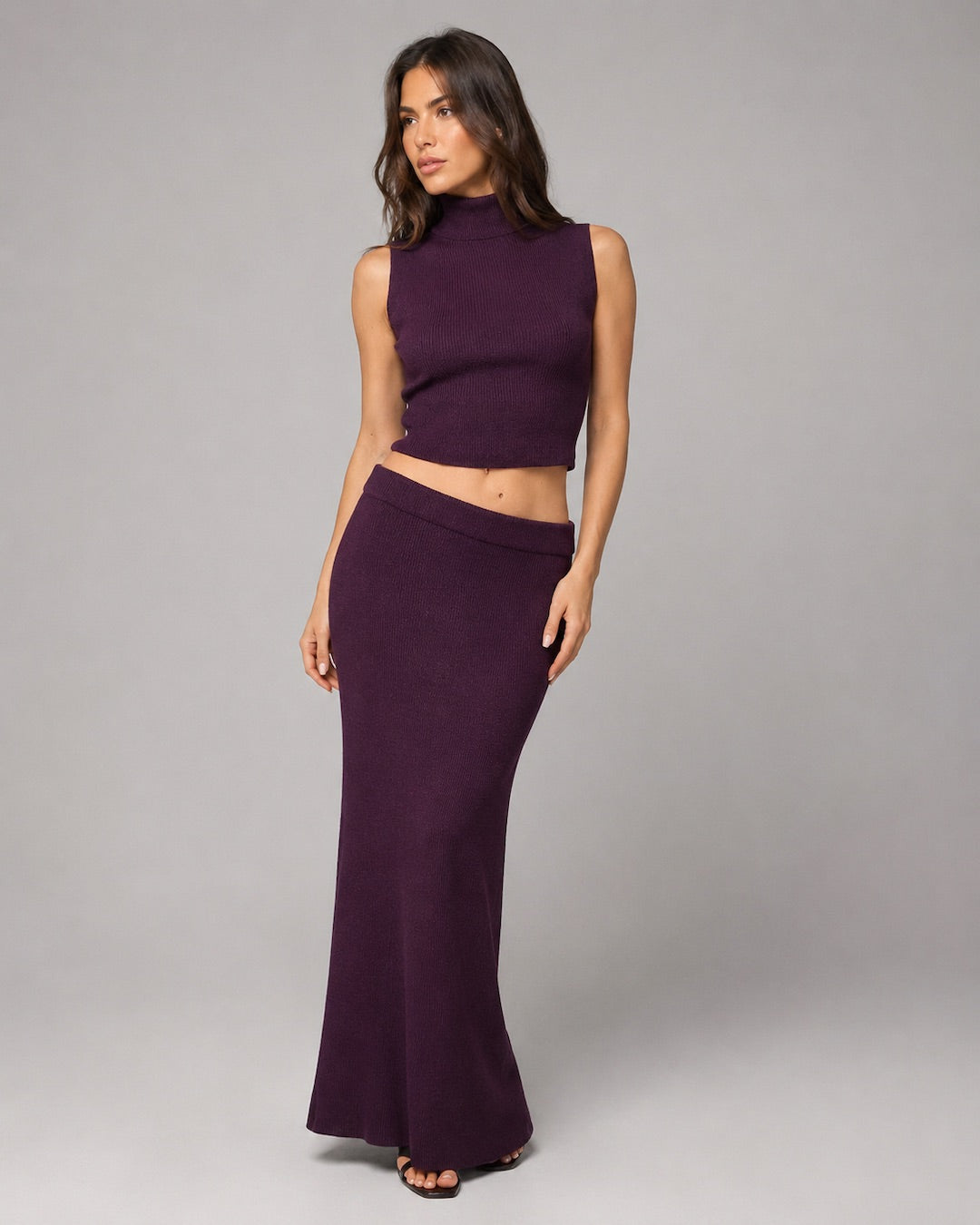 Vyla™ Turtleneck Sleeveless Knit Skirt Set