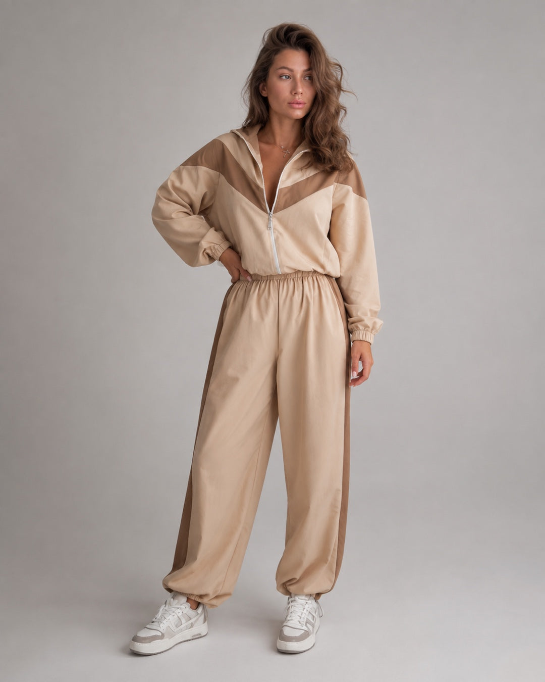 Vyla™ Retro Color-Block Zip-Up Tracksuit Set