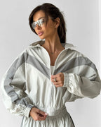 Vyla™ Retro Color-Block Zip-Up Tracksuit Set