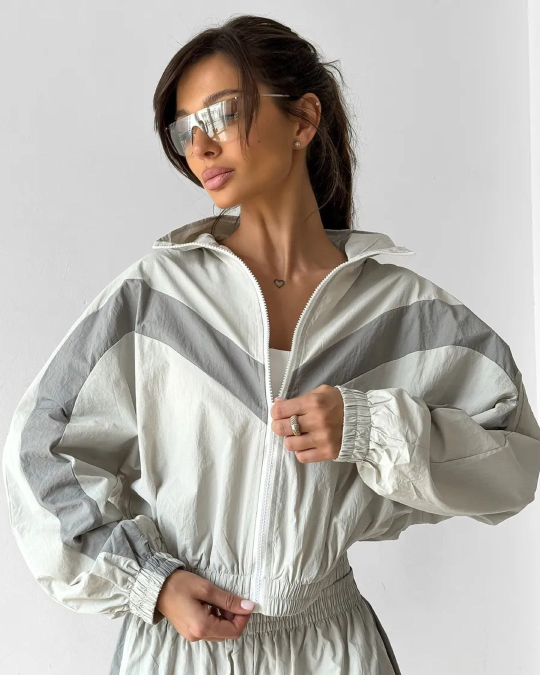 Vyla™ Retro Color-Block Zip-Up Tracksuit Set