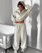 Vyla™ Retro Color-Block Zip-Up Tracksuit Set