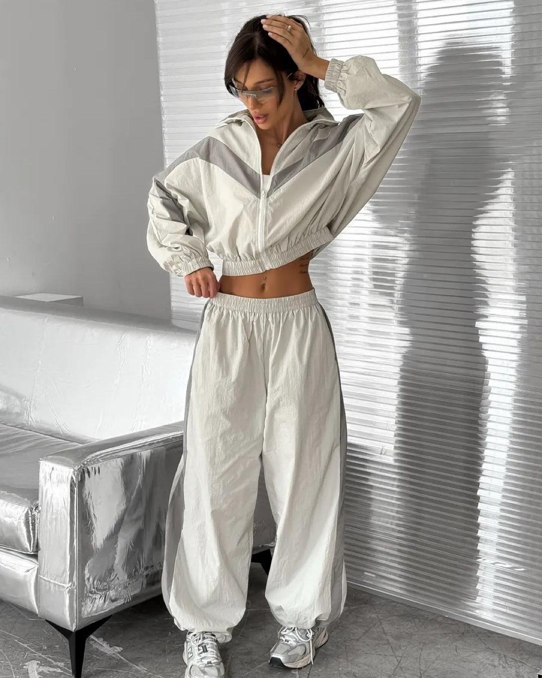 Vyla™ Retro Color-Block Zip-Up Tracksuit Set